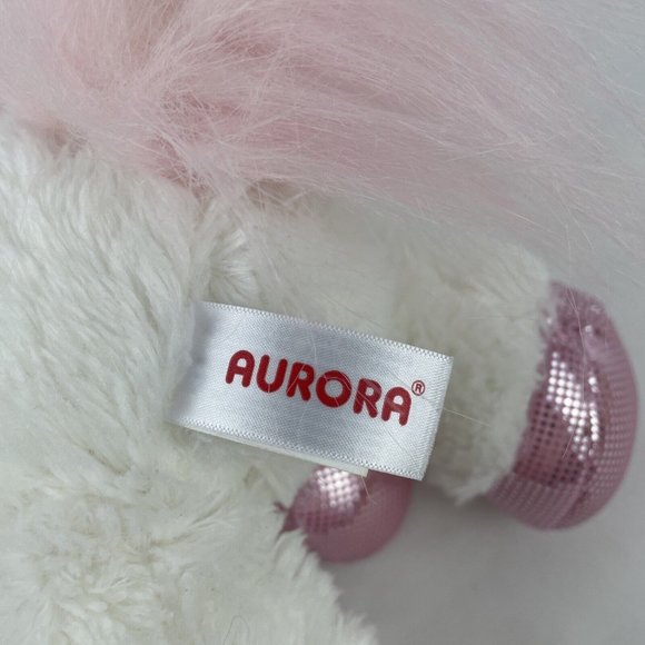 Aurora White Unicorn 12" Plush Pink Sparkle Hooves Ears Horn Stuffed Toy 2017 - Picture 7 of 8